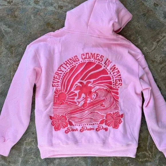 Pink Palm Puff Hoodie – Comfort & Style Redefined